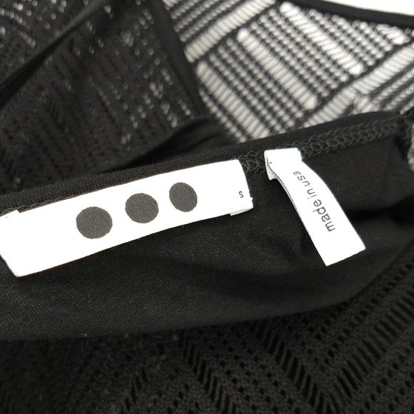 Three Dots Scoop Neck Lace Tee Black Sheer Layer S - Picture 5 of 7